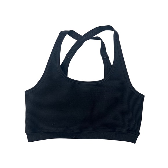 NUX Other - NUX Ribbed Seamless Sports Bra Black Cross Back Athleisure Workout Size M